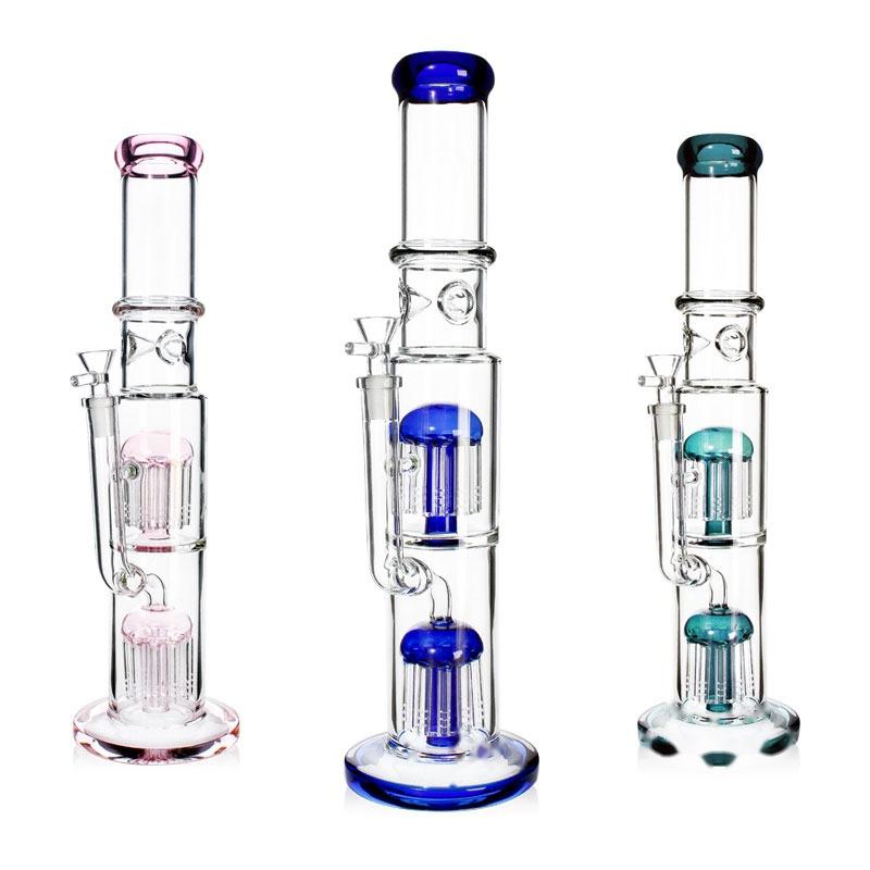 Бонг стеклянный double perc medusa 40cm
