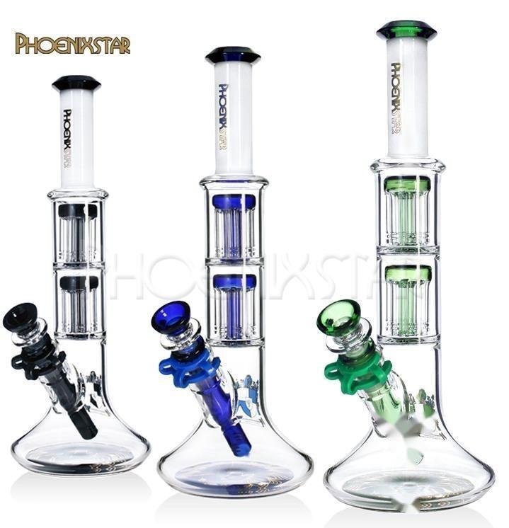 Бонг стеклянный Phoenix 32см double perc medusa